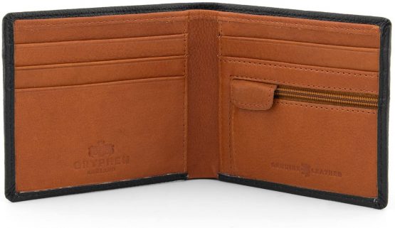 Gryphen Men's RFID Blocking Genuine Leather Wallet (Black/Tan) - Image 2