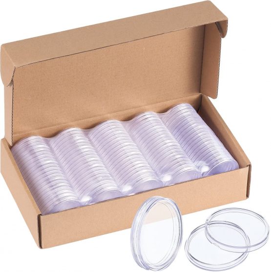 25 mm Coin Holder Capsules Clear Round Plastic Coin Container Case for Coin Collection Supplies (100) - Image 2