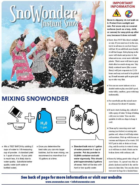 SnoWonder Instant Snow Fake Artificial Snow, Also Great for Making Cloud Slime - Mix Makes 4 Gallons of Fake Snow - Image 2