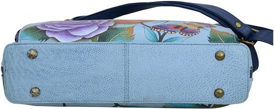 Anuschka Hand Painted Leather Women's Large All Round Zippered Organiser Cross-Body | Roses D’Amour - Image 4