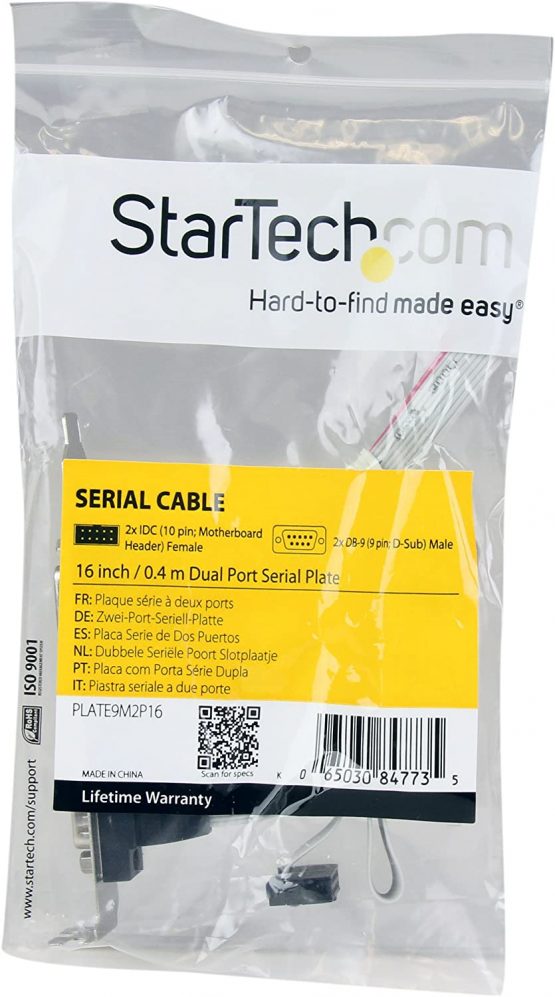 StarTech 2 Port 16in DB9 Serial Port BRacket to 10 Pin Header - DB9 bRacket - DB9 Header - Serial Port bRacket (PLATE9M2P16), Gray - Image 4