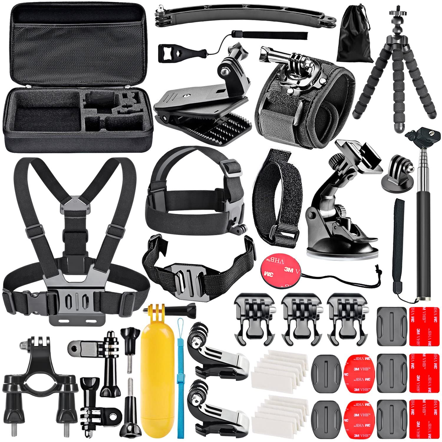 NEEWER 50 in 1 Action Camera Accessory Kit Compatible with GoPro Hero 12 11 10 9 DJI OSMO 4 3 2 Insta360 X3 X2 GO 3 SJCAM DBPOWER AKASO VicTsing APEMAN WiMiUS QUMOX Lightdow Campark Sony Sports DV