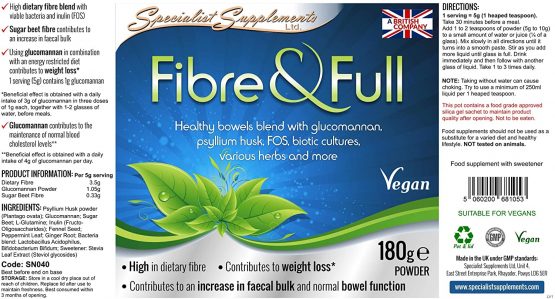 Specialist Supplements Fibre and Full Healthy Bowels and Weight Loss Blend - Image 3