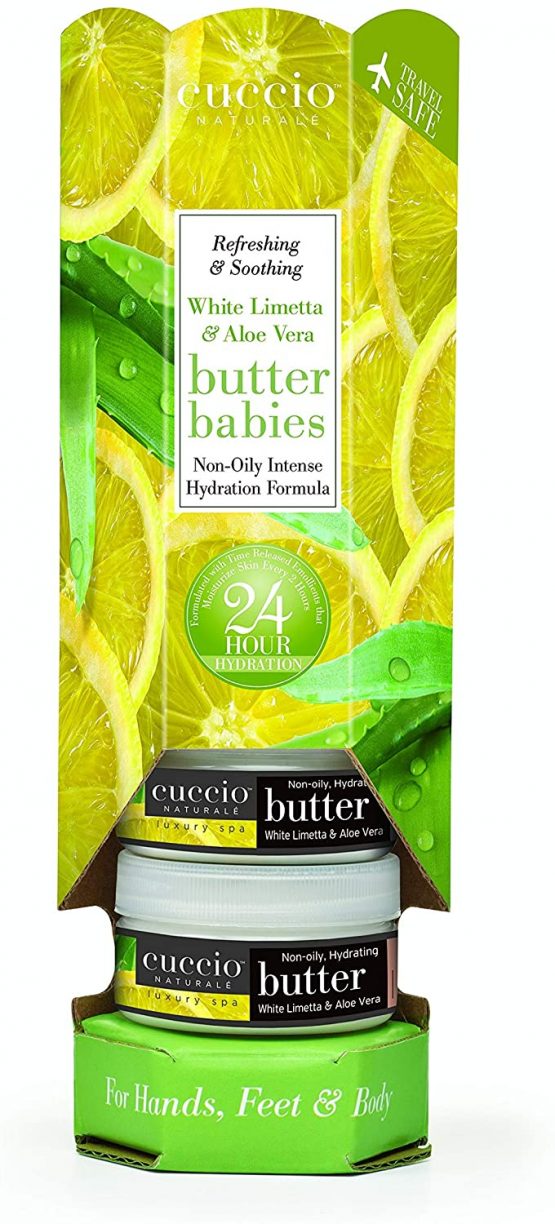 Cuccio White Limetta and Aloe Vera Baby Butter 6-Piece Tower Display Unit