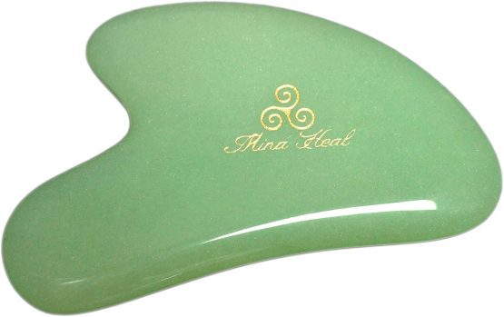 Mina Heal Jade Stone Facial Gua Sha for Lymphatic Massage Skin Detox and Rejuvenation, Anti-Wrinkles, Anti-Aging Facelift, Cosmetic Self-Treatment & Beauty