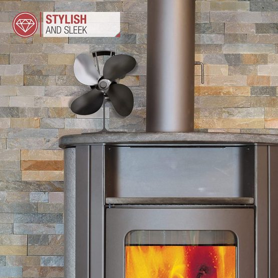 NETTA 4 Blade Woodburner Stove Fan - Silent Operation - Eco Friendly Circulation - Efficient Heat Distribution - Ideal Log Burner Fan and Woodburner Fireplace Fan - Black - Image 4