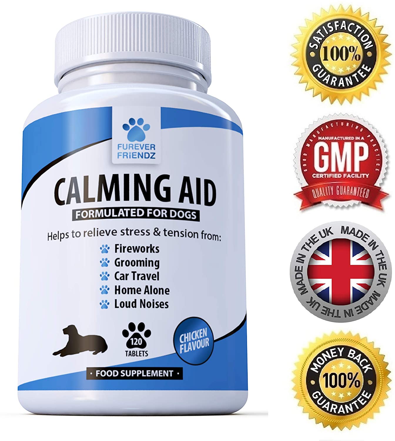 Natural Calming Supplements for Dogs – 120 Non Drowsy Chicken Flavour