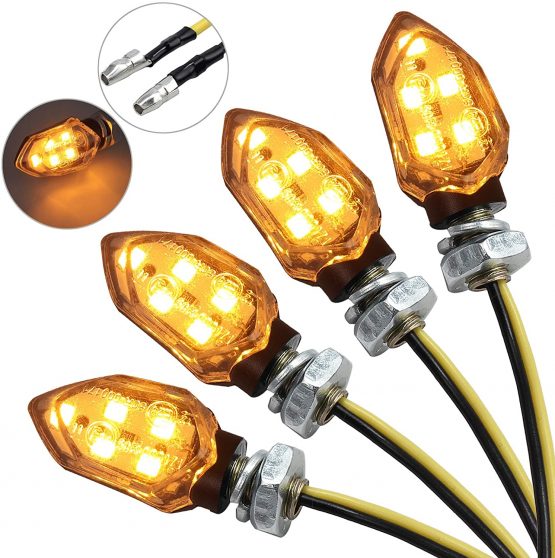 Justech 4PCs Micro LED Turn Signal Lights Motorbike Indicator Universal Waterproof 3528 Lamp Beads Indicator Compatible wtih Motorcycle Motorbike Harley Kawasaki Yamaha Off Road