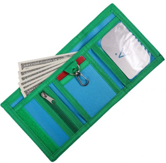 RFID Blocking Wallet for Kids / Slim Cartoon Wallet with Zippered Pocket / Trifold Canvas Outdoor Sports Wallet , Dinosaur - Image 3