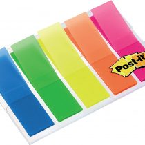 3M Germany 683HF5 Post-it Index Transparent Holders Transparent Bright Colours 11.9 x 43.2 mm 5 x 20 Sticking Strips in a Case