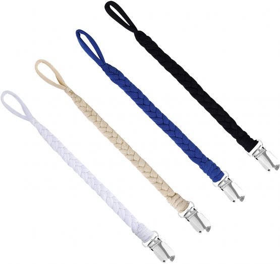 Pacifier Clips Cotton Teether Soother Chain Braided Dummy Clips for Baby Infant Toddler 4 Pack #2 - Image 4