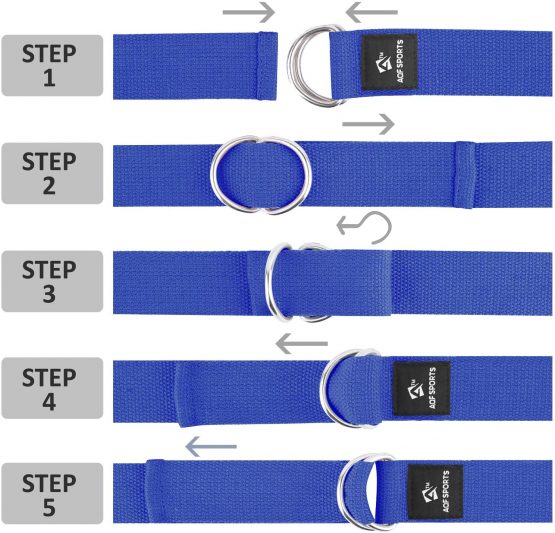 AQF Yoga Strap 1.8M, 2.4M, 3M Soft Cotton Leg Stretcher with D-Ring Buckle Adjustable Fitness Belt for Leg Stretching & Body Stretch Band - Image 4