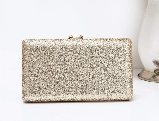Elegant Shiny Glitter Wedding Party Bridal Evening Clutch Bag For Women with a Unique Metal Leaf Design Clasp - Image 4