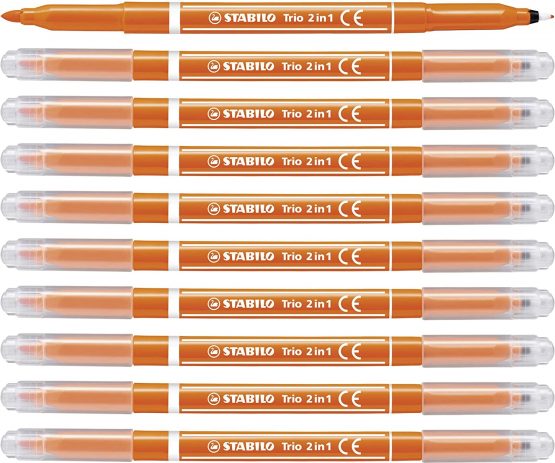 Felt Tip Pen - STABILO Trio 2 in 1 Box of 10 Orange