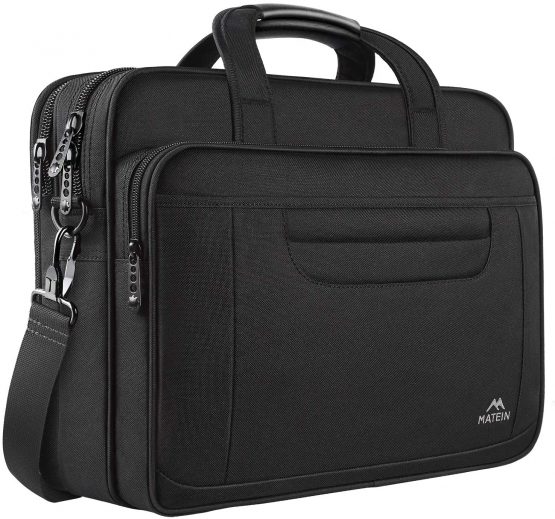 MATEIN Laptop bag, 15.6 inch Multifuntional Business Computer Laptop Case, Unisex Spacious Laptop Sleeve Shoulder Messenger Bag for Women and Men, Universal Nylon Briefcase Bag for Notebook - Black
