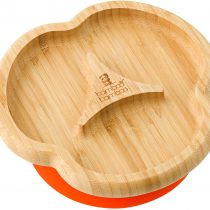 bamboo bamboo ® Baby Toddler Divider Plate, Suction Stay Put Feeding Plate, Natural Bamboo (Orange)