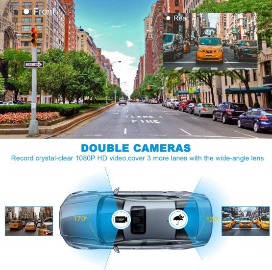 Upgraded Dash Cams Front and Rear Camera 1080P FHD Dual Dash Camera Dashcam for Car DVR Dashboard Camera with Night Vision,170° Wide Angle,Loop Recording,G-sensor,Parking Monitor 2021 Newest Version - Image 4