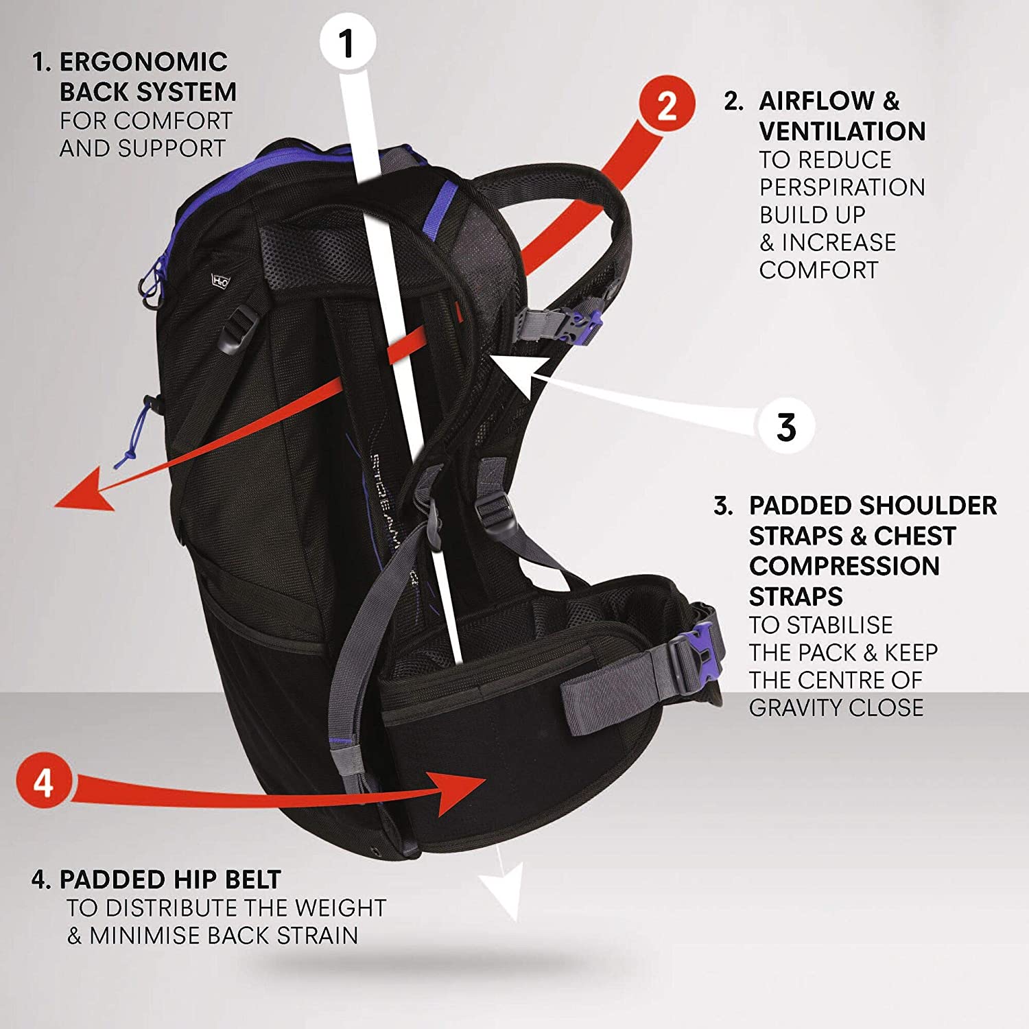 Regatta Blackfell III 25L Rucksack - 25L - Surf Spray/Blaze Orange, Blue / Orange - Image 4