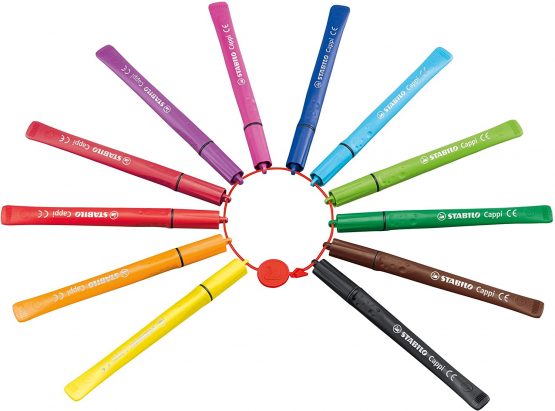 Felt Tip Pen - STABILO Cappi Wallet of 12 Assorted Colours + 1 cap-ring - Image 2