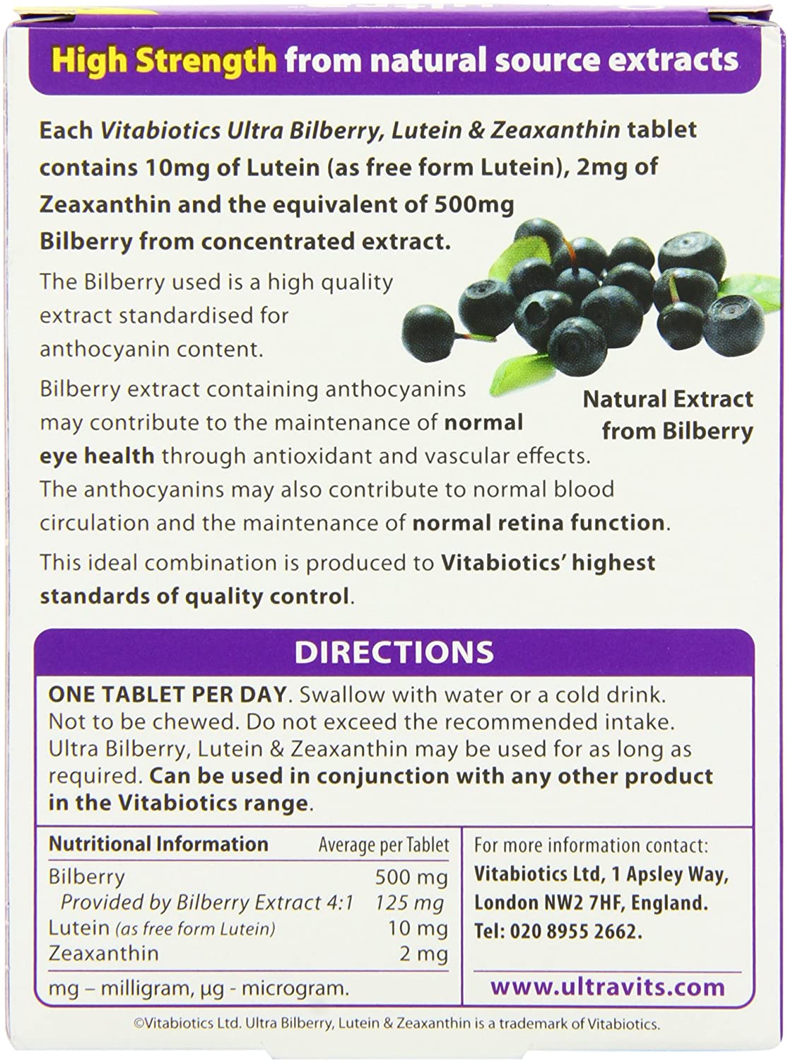 Vitabiotics Ultra Bilberry, Lutein and Zeaxanthin 30 Tablets BigaMart