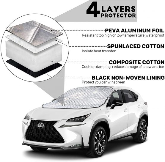 iZoeL Windshield Magnetic Snow Cover Winter Windscreen Protector Frost Ice Guard Full Protection Car Cover (Standard Car L Size 147 * 116cm) - Image 3
