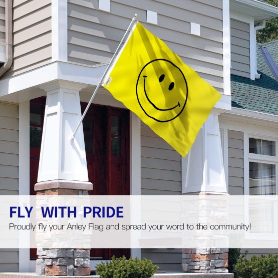 ANLEY Fly Breeze 3x5 Foot Yellow Smiley Face Flag - Vivid Color and UV Fade Resistant - Canvas Header and Double Stitched - Happy Face Flags Polyester with Brass Grommets 3 X 5 Ft - Image 2