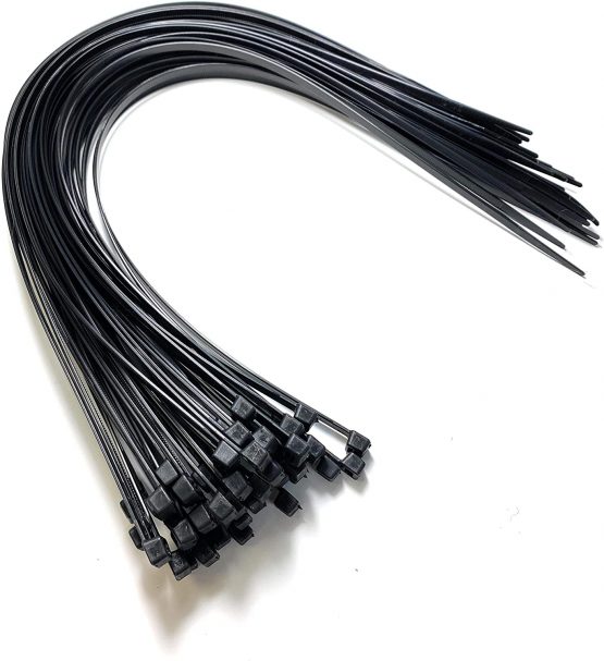 Black Plastic Cable Ties Long and Wide Extra Large Zip Ties wrap Extra Heavy Duty Ties 9.0mmx550mm, 50 Pieces