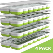Oliver's Kitchen Ice Cube Trays - 4 x Set of Ice Moulds - Flexible Base for Easy Release Ice Cubes - Save Freezer Space with Non-Spill Stackable Lids - Dishwasher Safe - BPA Free Silicone Ice Molds