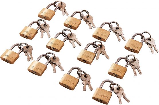 Amtech T0790 Brass Small Padlocks with Keys for Luggage, lockers, Toolboxes, Cupboards, & Sports Bags, 20mm, 12-Piece - Image 2