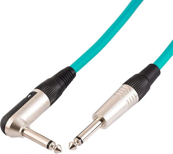 Guitar Lead 6.35mm 1/4" Mono Jack to Angled Jack/Instrument Cable / 6 Colours 3m Green - Image 2