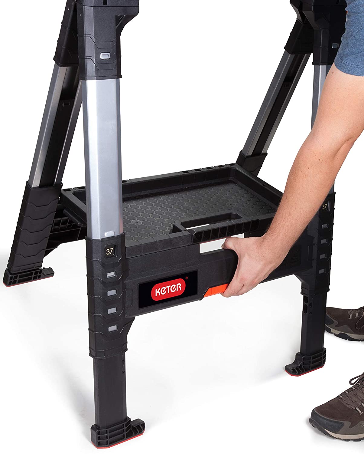 Keter 17203039 Lumberjack Adjustable Saw Horse, Black - Image 2