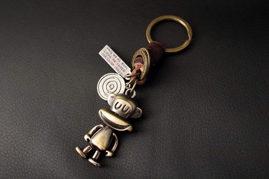 AuPra Leather Funny Monkey KeyChains Friend Gift Ideas Women Men Good Luck KeyRings Small Surprise Present - Image 3