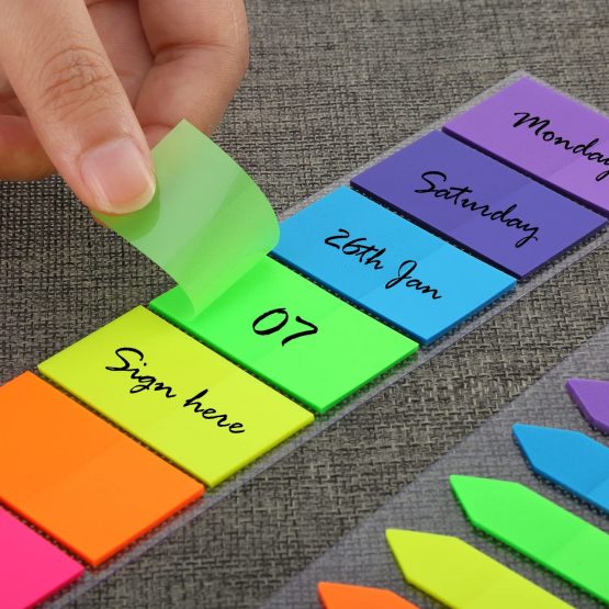 700 Pieces Flags Index Tabs 3 Sizes Sticky Notes Writable Labels Page Marker Bookmarks Text Highlighter Strips, 7 Colors, 5 Set - Image 2