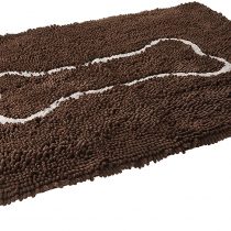Soggy Doggy Microfiber Chenille Doormat for Wet Dog Paws, 26 x 36 Inch, Large Dark Chocolate/Oatmeal Bone