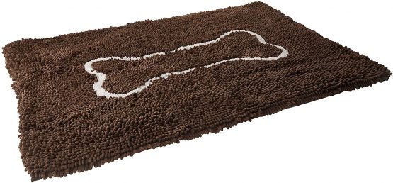 Soggy Doggy Microfiber Chenille Doormat for Wet Dog Paws, 26 x 36 Inch, Large Dark Chocolate/Oatmeal Bone