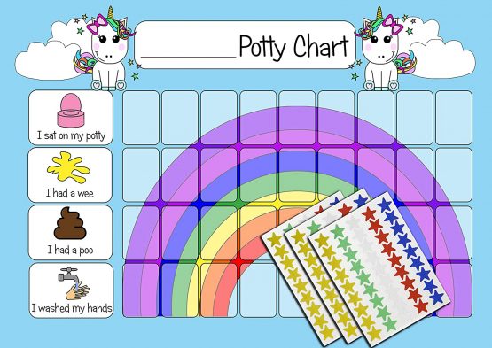 kids2learn Girls Unicorn Potty Training & Toilet Training Reward Chart Pack (2 Charts) & 270 Star Stickers - Image 2