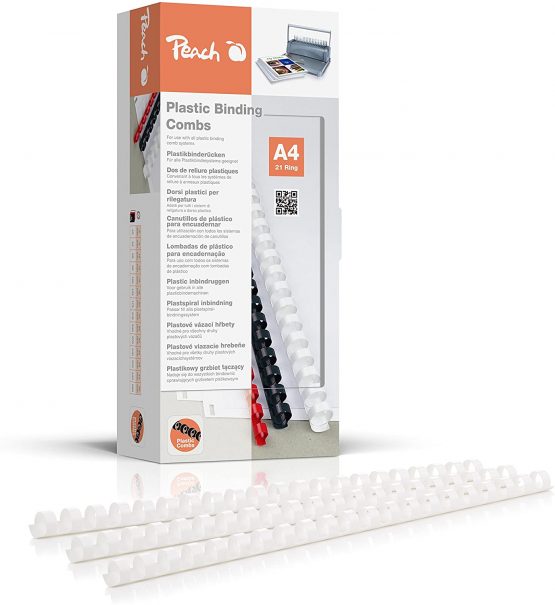 Peach Binding Combs 12mm, 95 A4 sheets, white