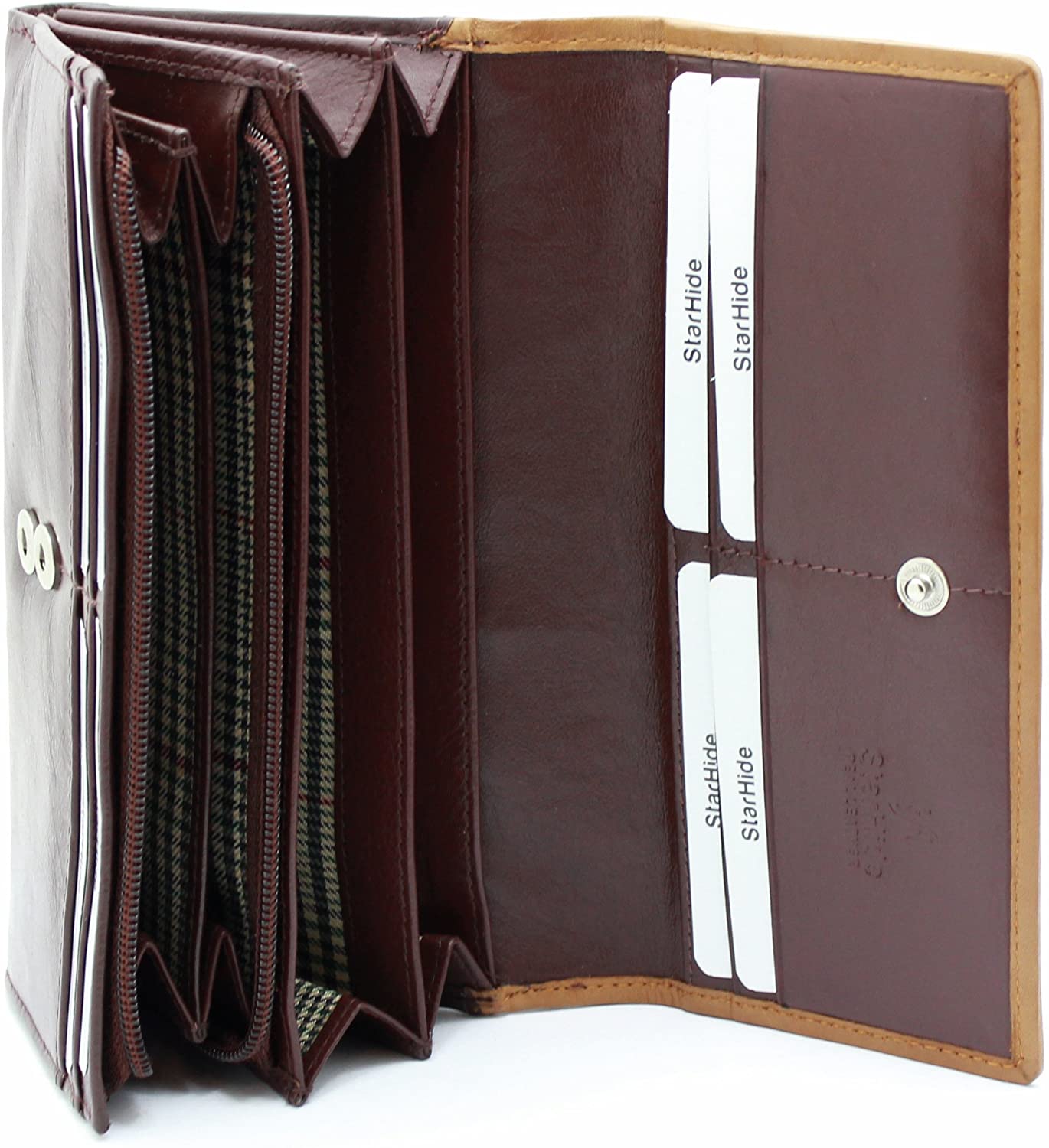 STARHIDE Womens RFID Blocking Soft Real Nappa Leather Long Flap Over Purse Multi Credit Card Holder 5505 - Image 4