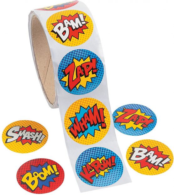 Fun Express Superhero Stickers (100 Stickers Per Roll)