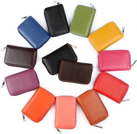 Credit Card Holders Women Ladies Leather Credit Card Wallets for Women Ladies 26 Card Slots RFID Protector (Orange) - Image 3