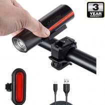 Cycleafer® BIKE LIGHTS SET, USB Rechargeable LED BIKE LIGHT, 3 YEAR WARRANTY, POWERFUL Lumens, FRONT Bicycle Lights + FREE TAILLIGHT Rear Light, Premium Quality Flashlight, Module aubVOLT l UK COMPANY