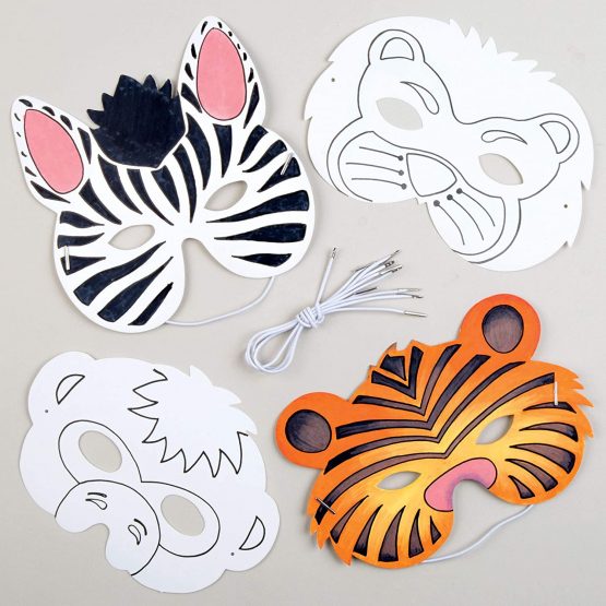 Baker Ross E453 Animal Colour-In Masks (Pack of 8), White, 1.0 cm*32.5 cm*20.0 cm