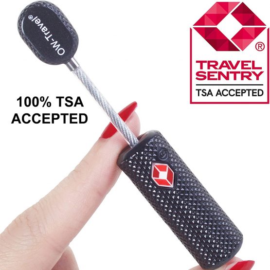 OW-Travel TSA Approved Luggage Locks with keys (1 Pack Black) Zinc Alloy Suitcase Locks lock luggage with wire lock. Luggage cable lock: TSA Travel Padlock, Backpack Lock, Tent Lock, Suitcase padlocks - Image 2