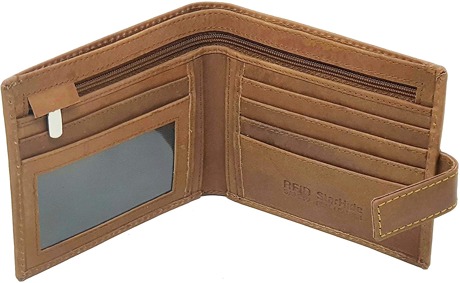 STARHIDE RFID Blocking Leather Wallet, Slim Bifold with ID Window, Multiple Card Slots, Zip Cash Pocket - Image 2