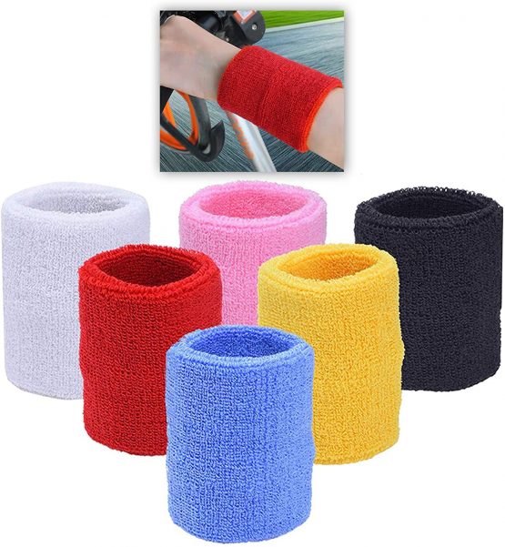 Schneespitze 6 Pcs Sports Wristband,Cotton Wristbands,Wrist Sweatbands Wrist Bands Sweat Bands for Basketball, Football, Fitness, Athletics