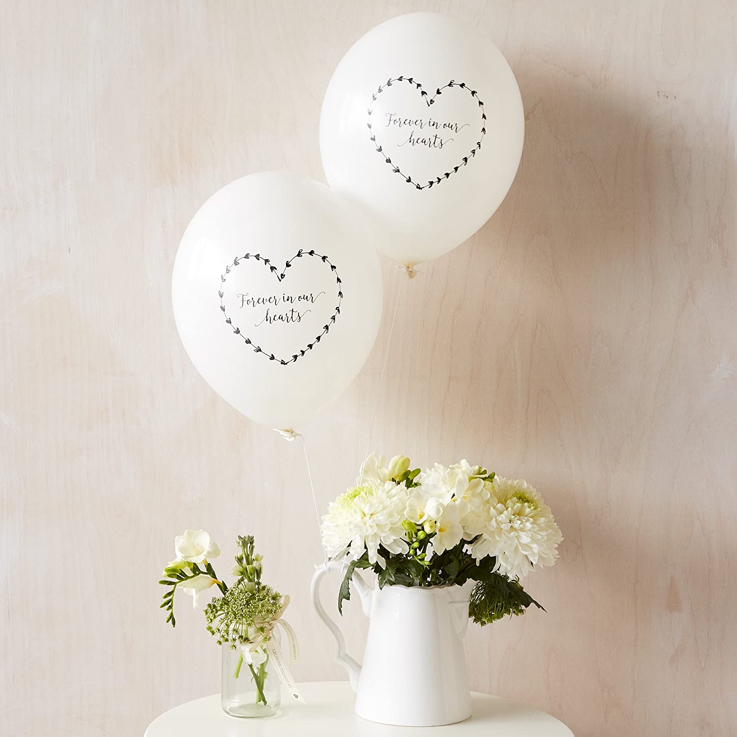 ANGEL & DOVE 25 White Funeral Balloons 'Forever In Our Hearts' - Biodegradable, for Memorial Remembrance, Celebration of Life - Image 3