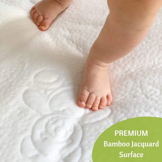 Premium Cot Mattress Protector 60 x 120 cm Noiseless Waterproof Pad Cover Fitted Sheet Natural Bamboo Silent Topper for Infant and Toddler Cot Baby Bed - Image 2