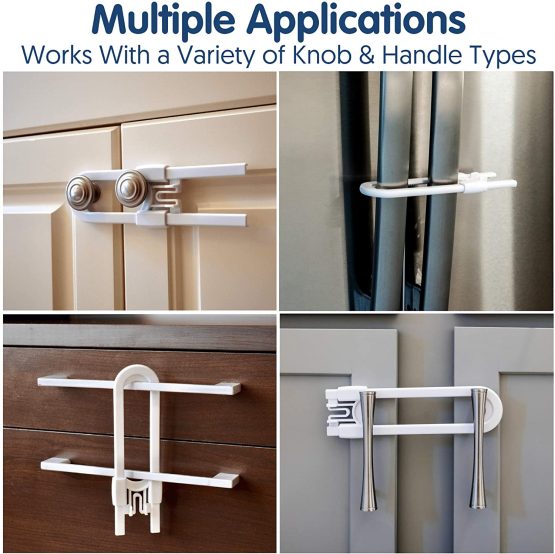 Wittle Sliding Cupboard Locks for Children - 6 Pack. Great for Baby Proofing for Both Cabinet Knobs and Cabinet Handles. U Shape Easy Slide Baby Drawer Safety Lock to Keep Your Child Safe! - Image 3