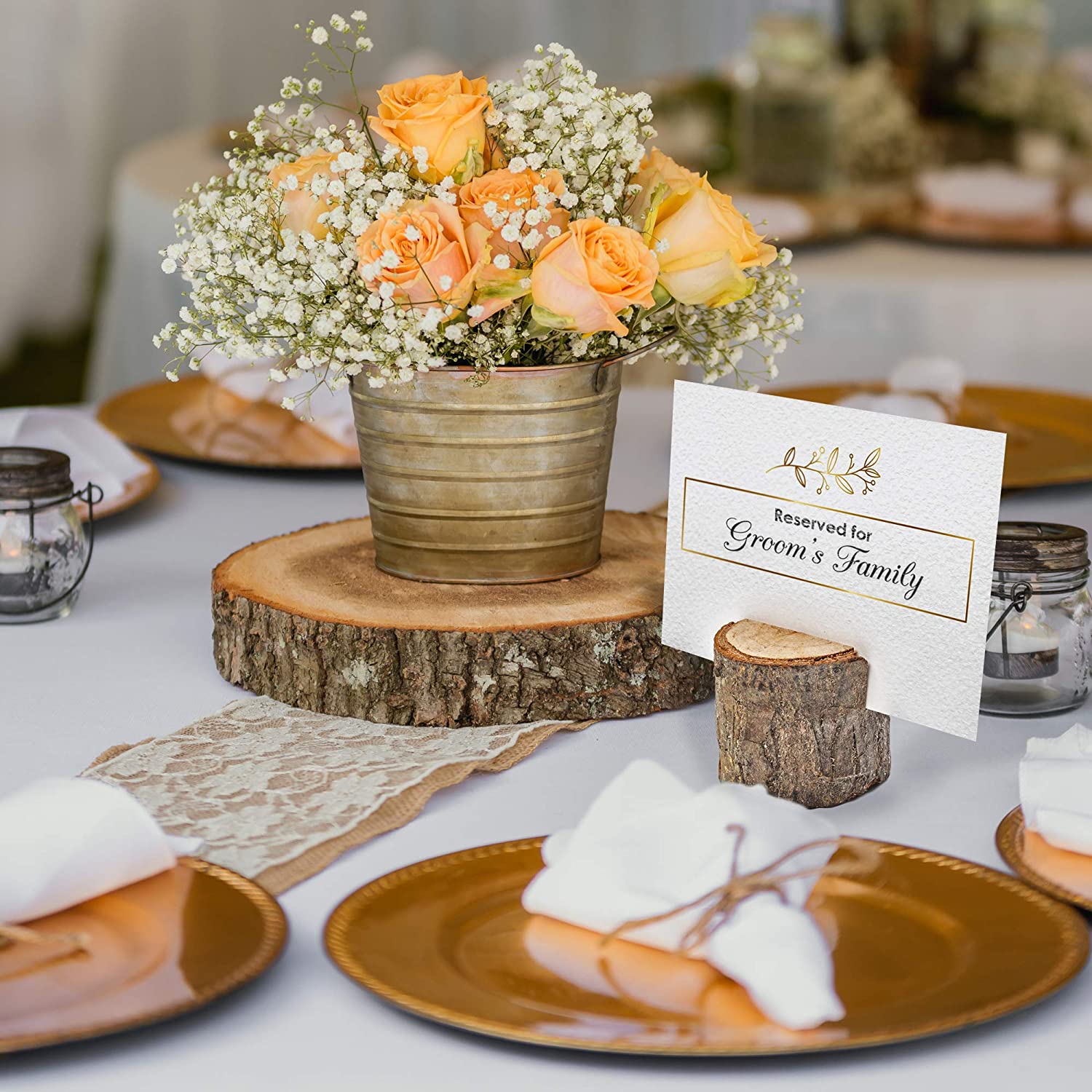 THE TWIDDLERS 50 Pine Wood Rustic Table Place Card Name Holders for Weddings & Events - Image 3