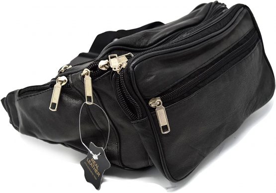 Leather Waist Bag Bum Bag Travel Pouch Pack 5 zips - Image 4